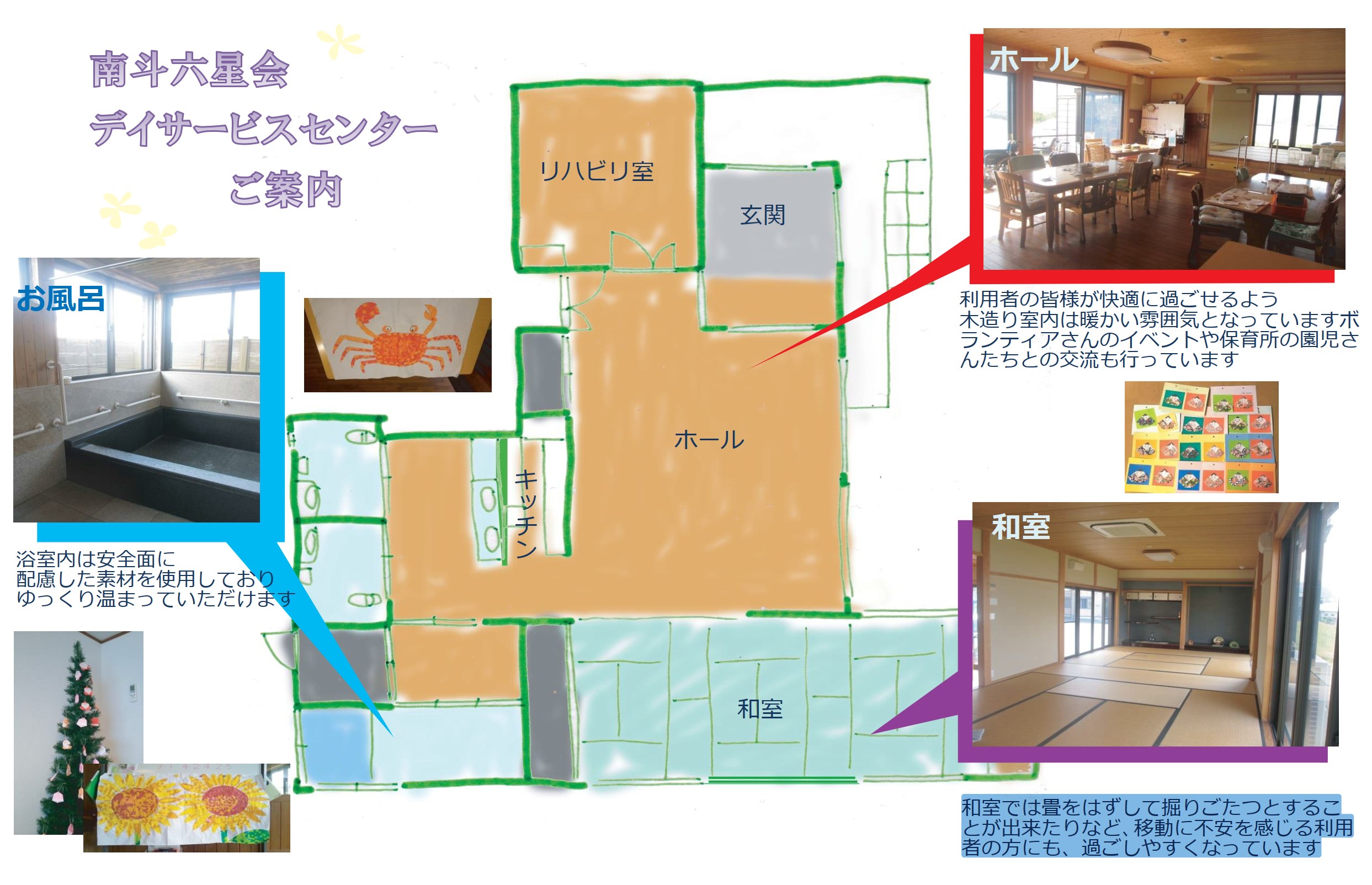 デイサービスセンターの全体見取り図です。